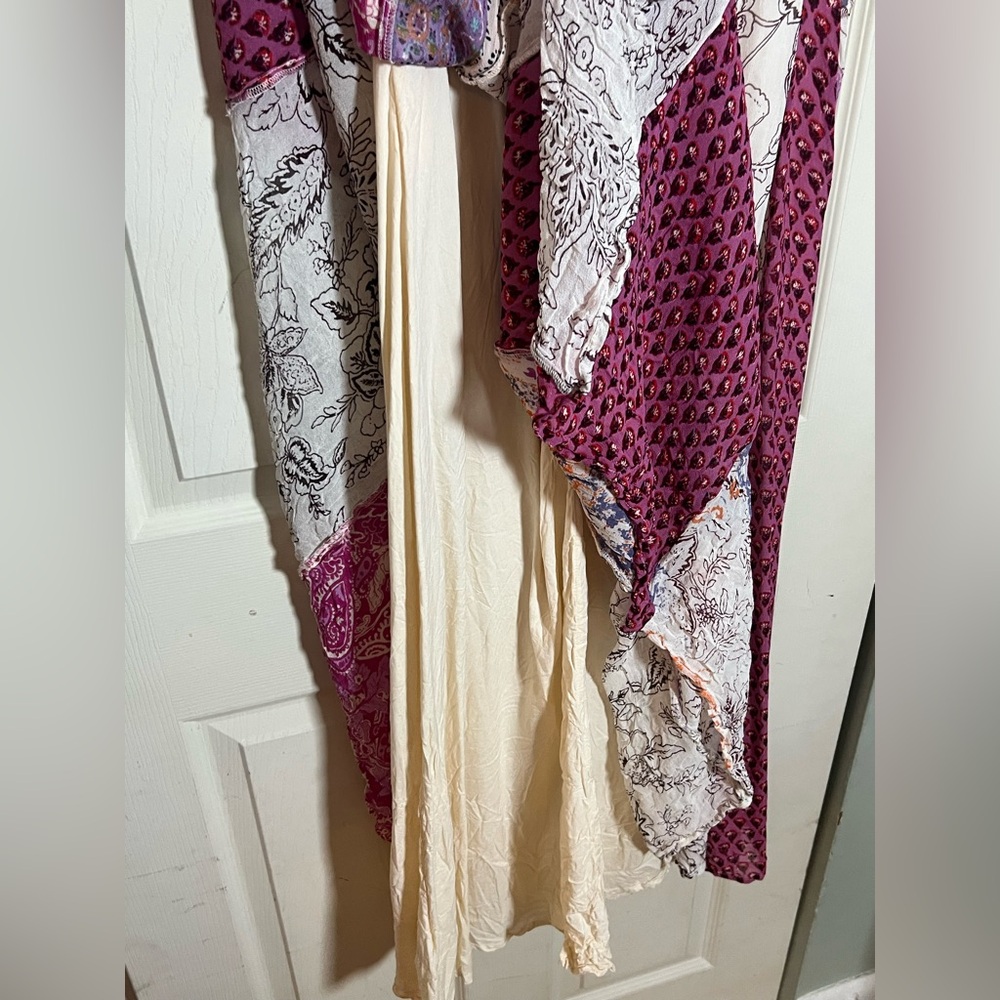 Anthropologie Sleeveless V Neck Patchwork Boho Maxi dress in pink combo, size 12 - Picture 10 of 11